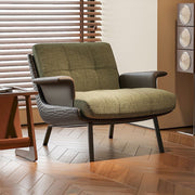 Modern Accent Lounge Chair Mixed Fabric and Faux Leather Armchair Upholstered Leisure Chair with Metal Legs